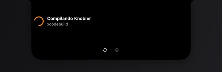 Anel de progresso no notch aberto mostrando uma atividade em andamento