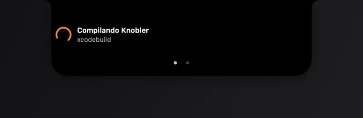 Anel de progresso no notch aberto mostrando uma atividade em andamento