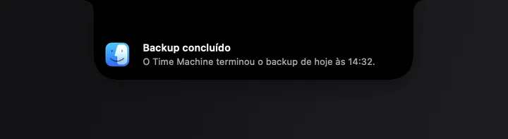 Card de notificação do Finder descendo do notch