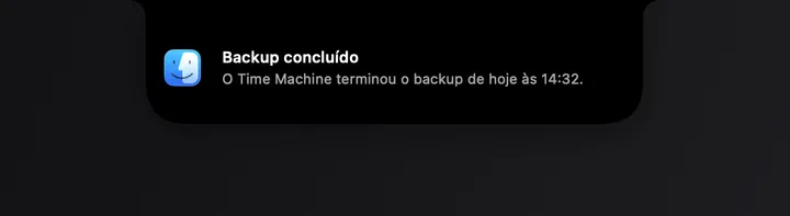 Card de notificação do Finder descendo do notch